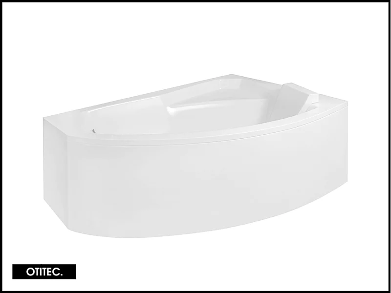 Baignoire Asymétrique avec Tablier - 140 x 90 cm - ARELA - DROITE - avec Repose Tête OFFERT