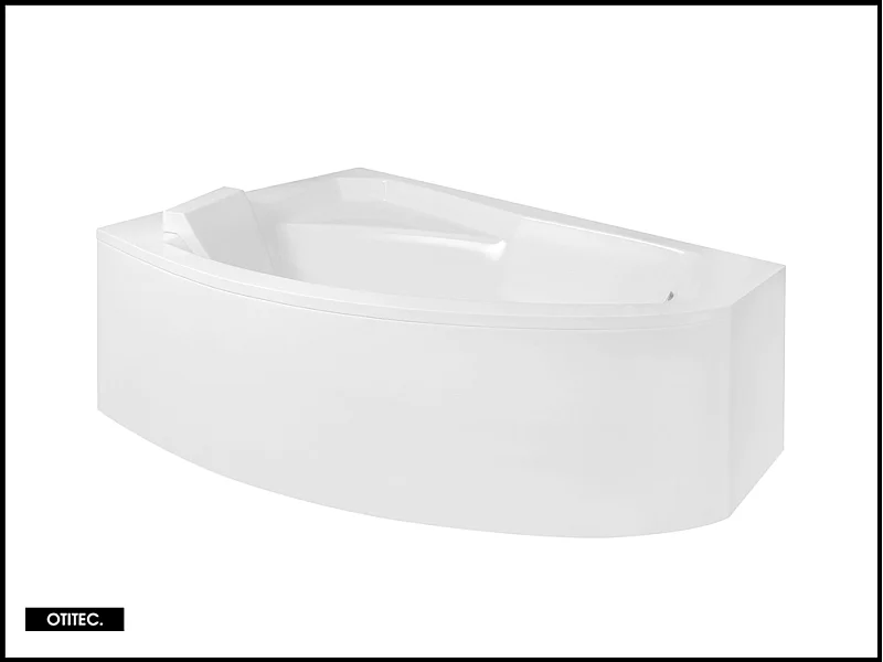 Baignoire Asymétrique avec Tablier - 150 x 95 cm - ARELA - GAUCHE - avec Repose Tête OFFERT