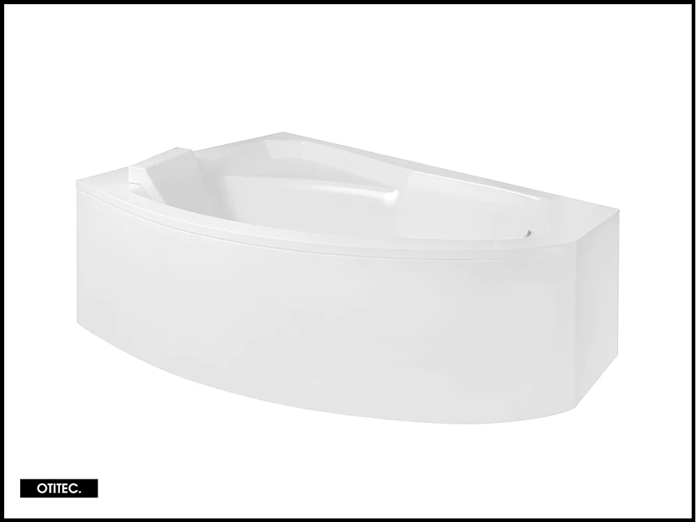 Baignoire Asymétrique avec Tablier - 140 x 90 cm - ARELA - GAUCHE - avec Repose Tête OFFERT