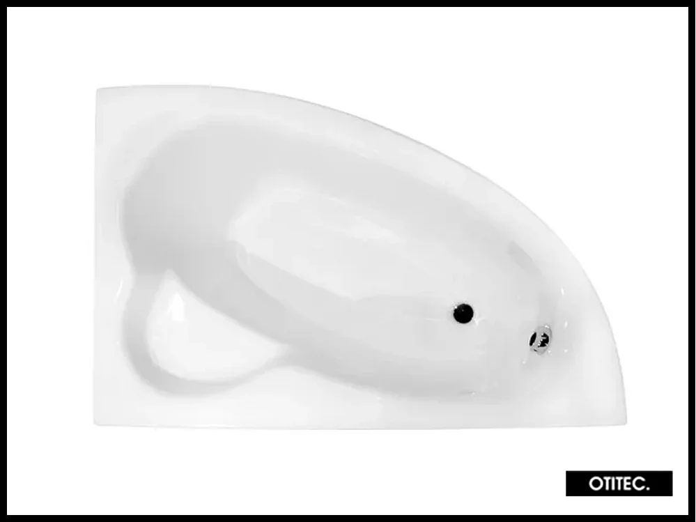 Baignoire asymétrique - 150 x 100 cm - DROITE - NATALIA - Tablier Noir - avec SIPHON NOIR OFFERT