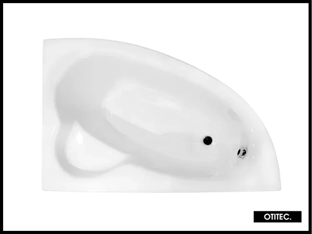 Baignoire asymétrique - 150 x 100 cm - DROITE - NATALIA - Tablier Blanc - avec SIPHON CHROMÉ OFFERT