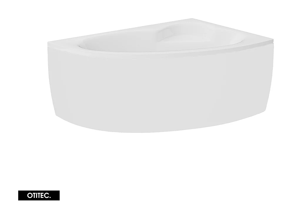 Baignoire asymétrique - 150 x 100 cm - DROITE - NATALIA - Tablier Blanc - avec SIPHON CHROMÉ OFFERT