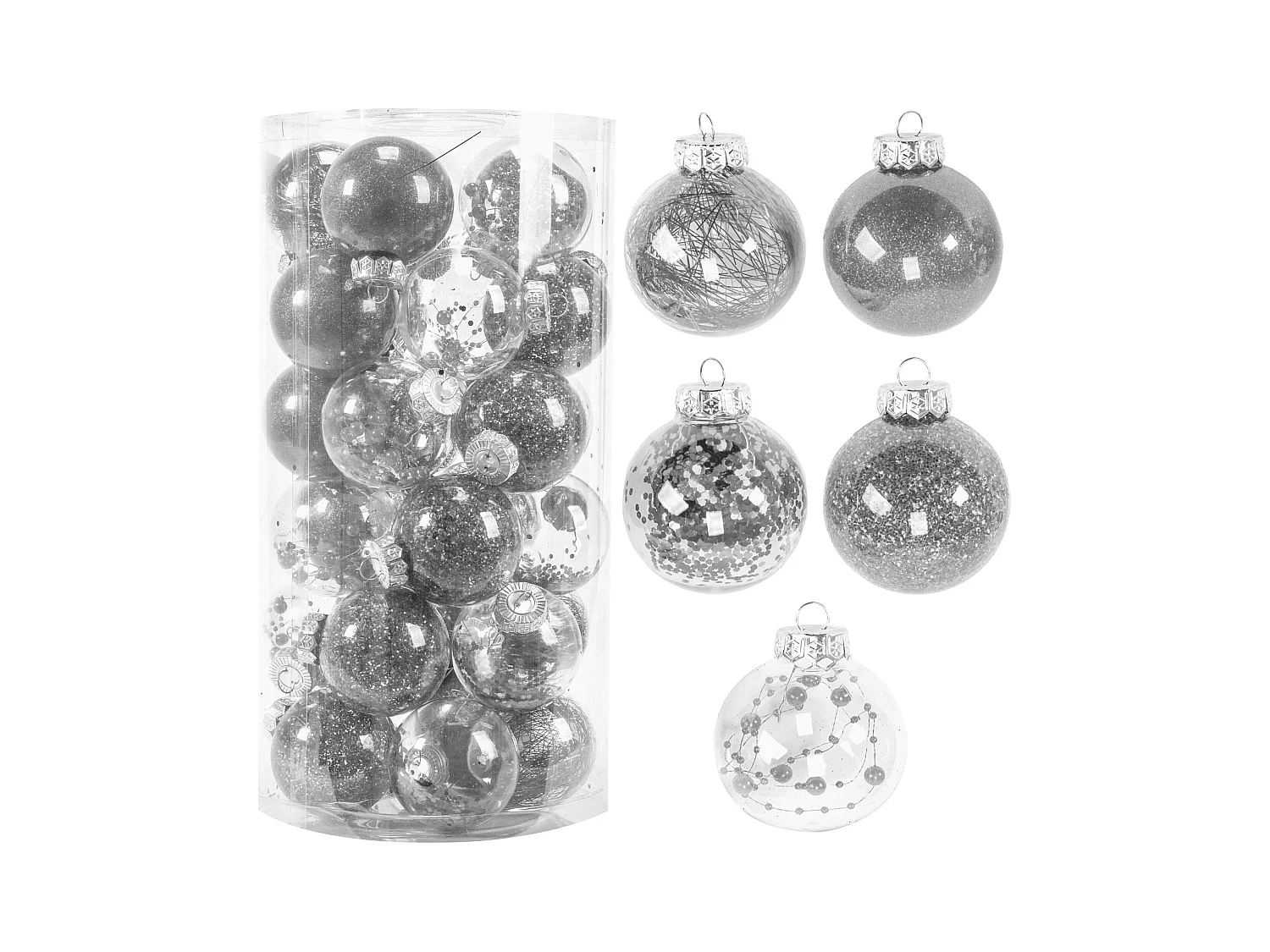 BOULES DE NOËL SYSD1688-064 30 PCS GRIS