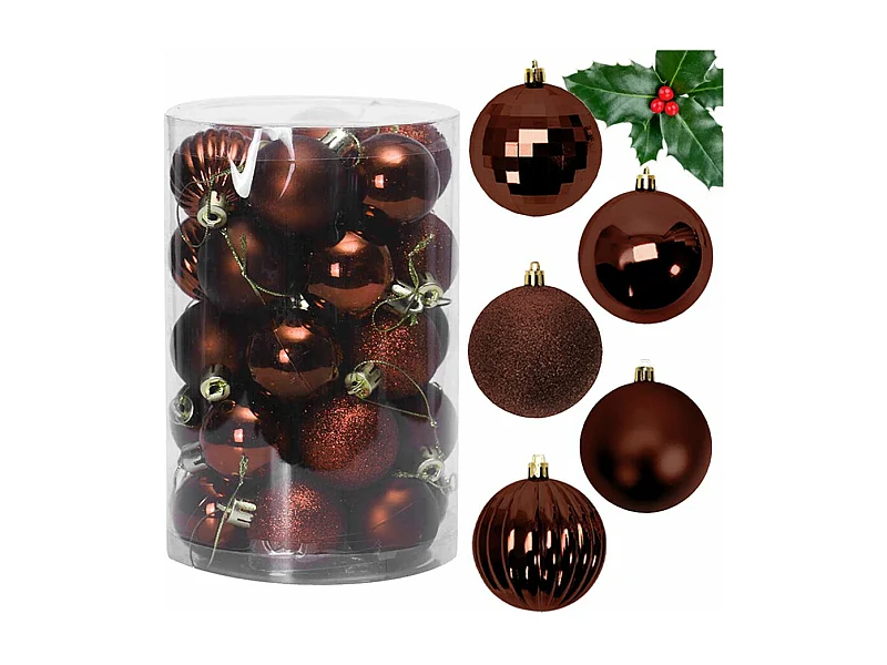 BOULES DE NOËL SYSD1688-038 34PCS BRUN MARRON