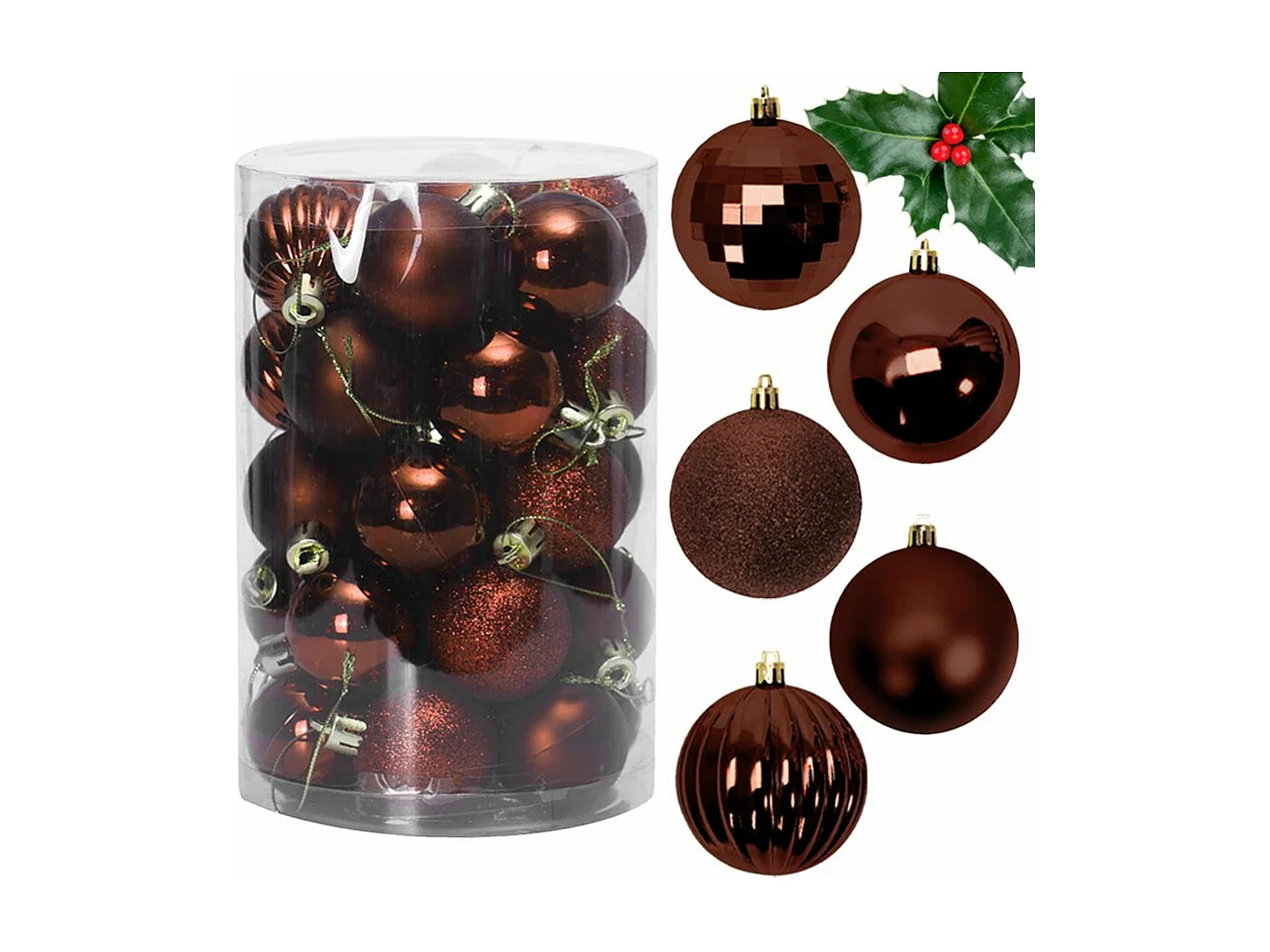 BOULES DE NOËL SYSD1688-038 34PCS BRUN MARRON