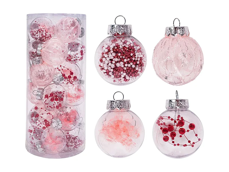 BOULES DE NOËL SYSD1688-088 24 PCS ROSE