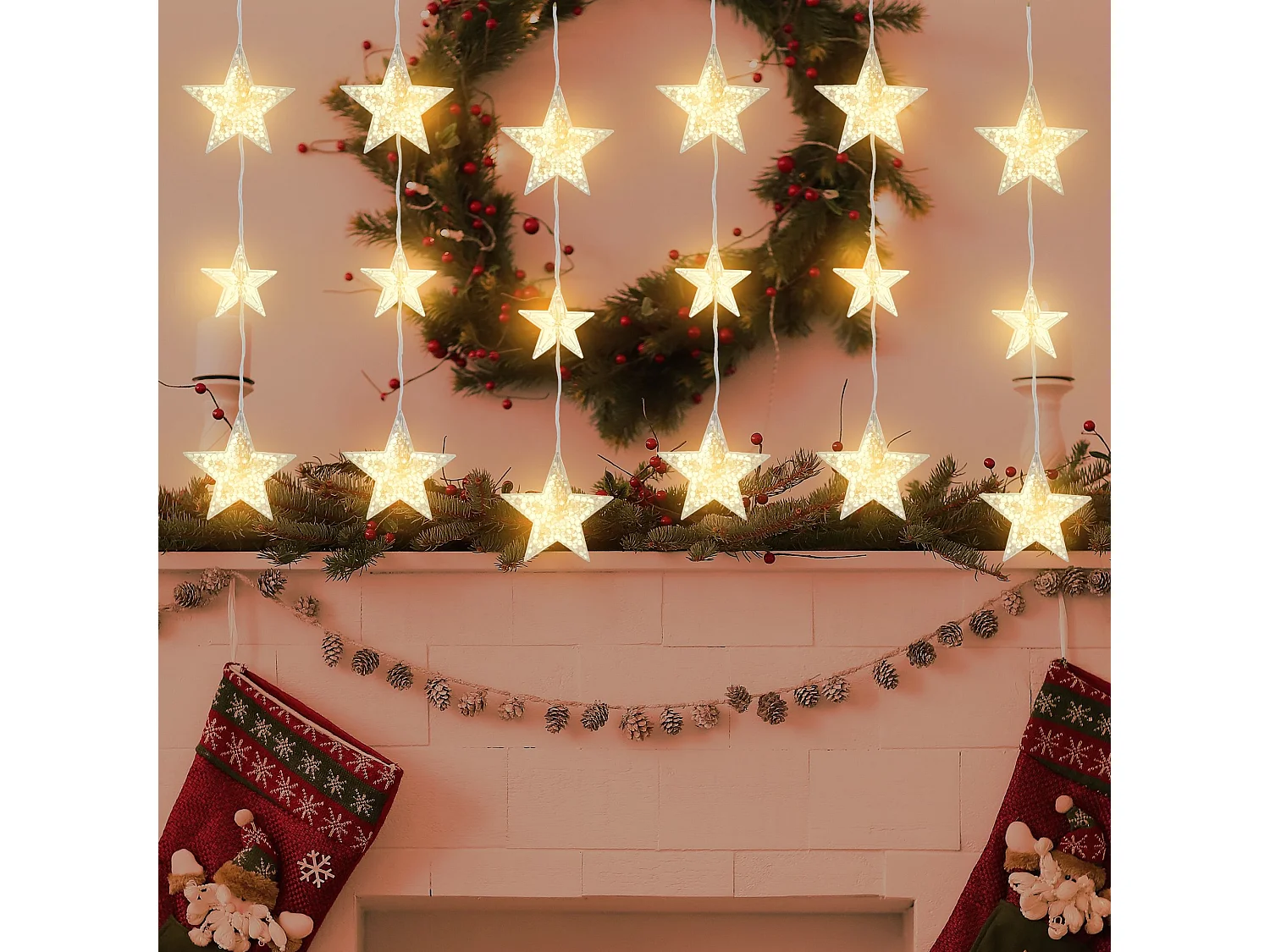 RIDEAU LUMINEUX + TÉLÉCOMMANDE LED CD005 LIGHT GREY