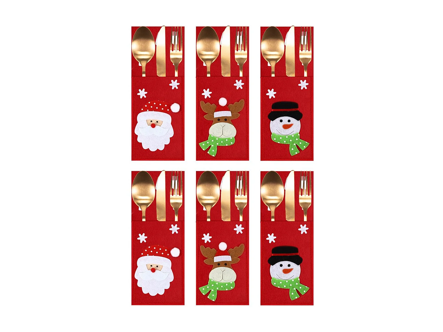 HOUSSE POUR COUVERTS DE NOËL KF333 6PCS ROUGE