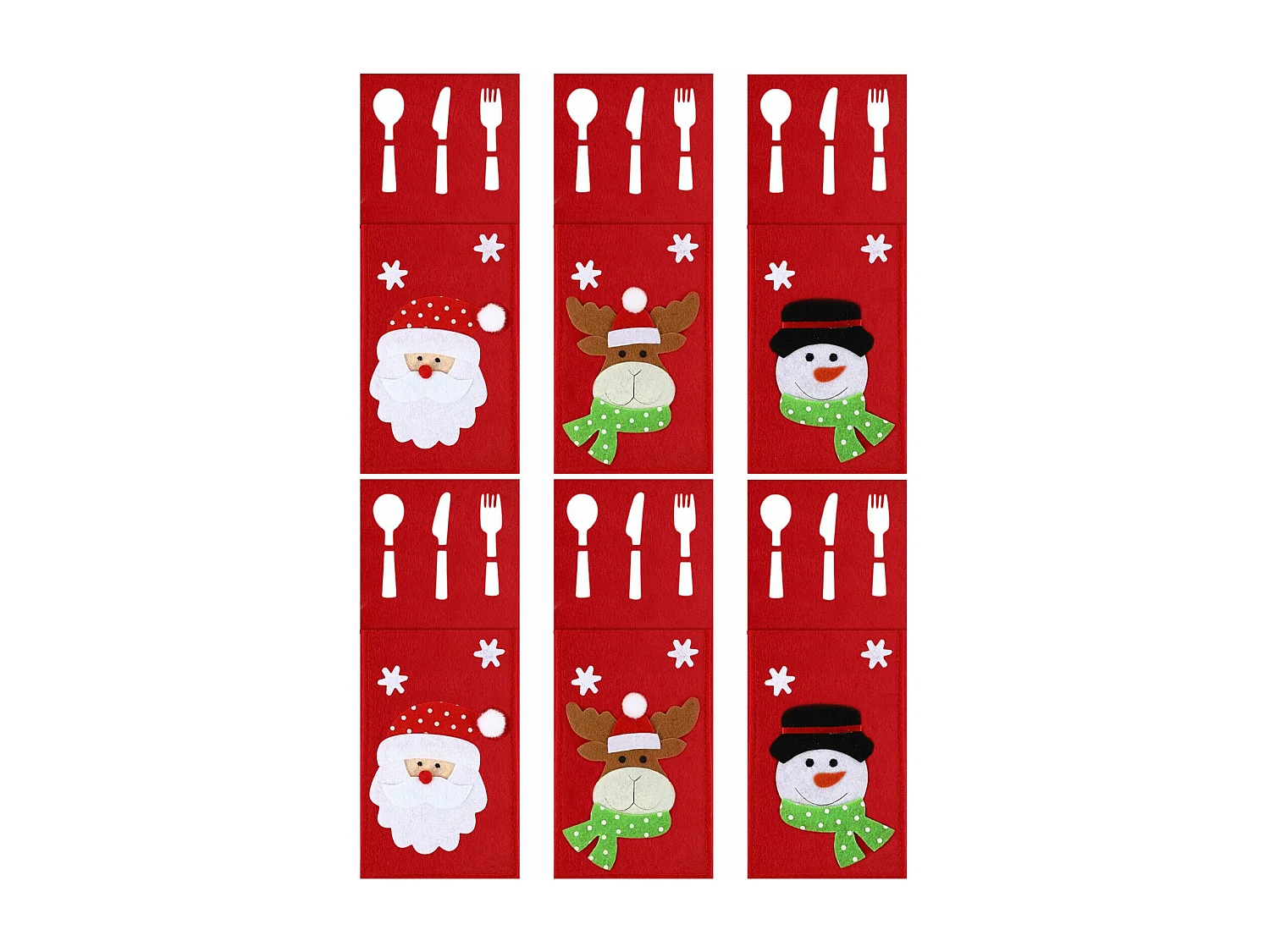 HOUSSE POUR COUVERTS DE NOËL KF333 6PCS ROUGE