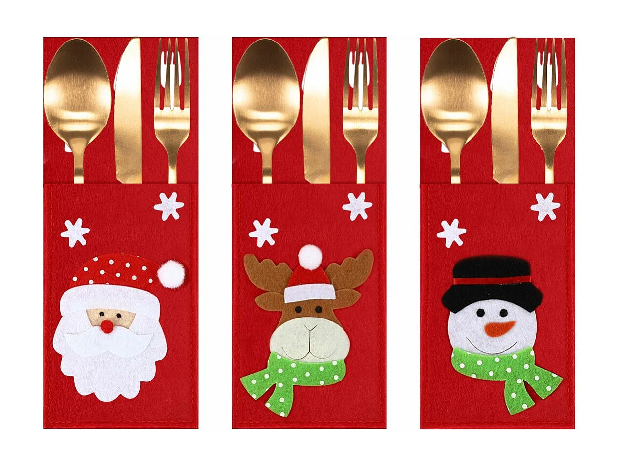 HOUSSE POUR COUVERTS DE NOËL KF333 6PCS ROUGE