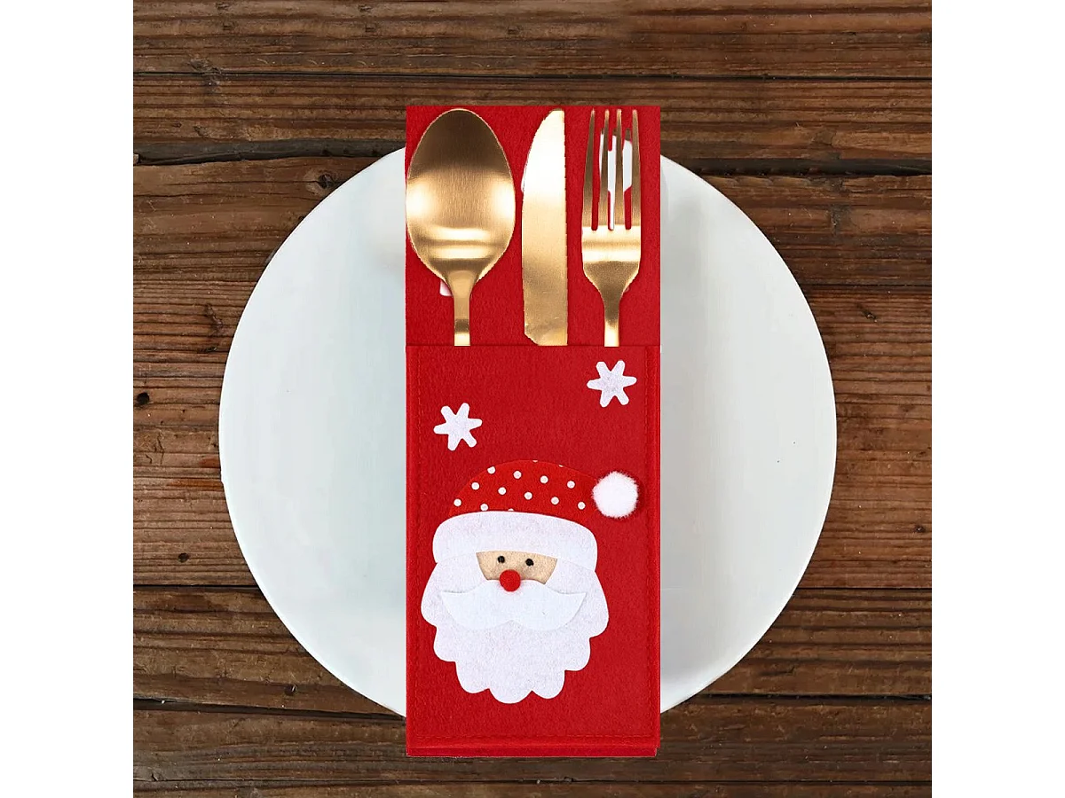 HOUSSE POUR COUVERTS DE NOËL KF333 6PCS ROUGE