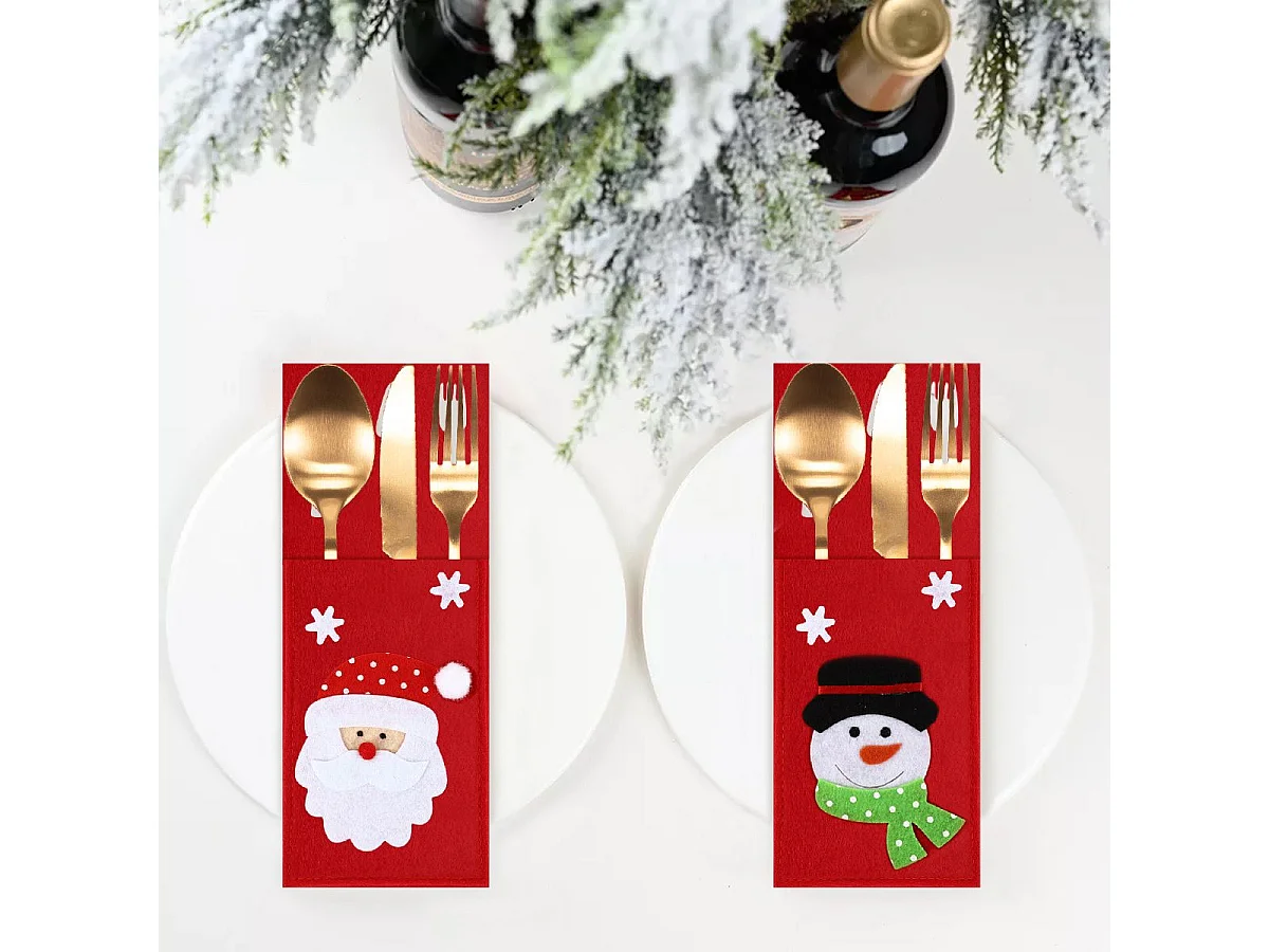 HOUSSE POUR COUVERTS DE NOËL KF333 6PCS ROUGE