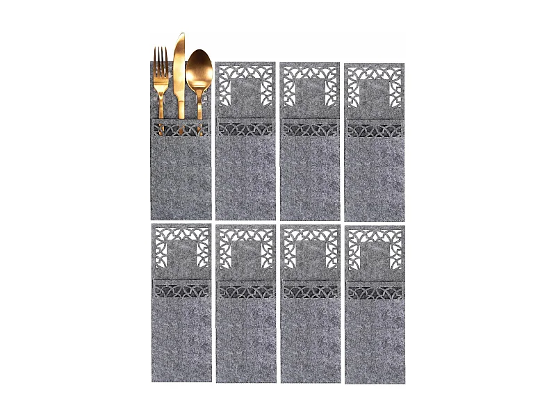 HOUSSE POUR COUVERTS DE NOËL KF357 GREY X2 8 PCS GRIS