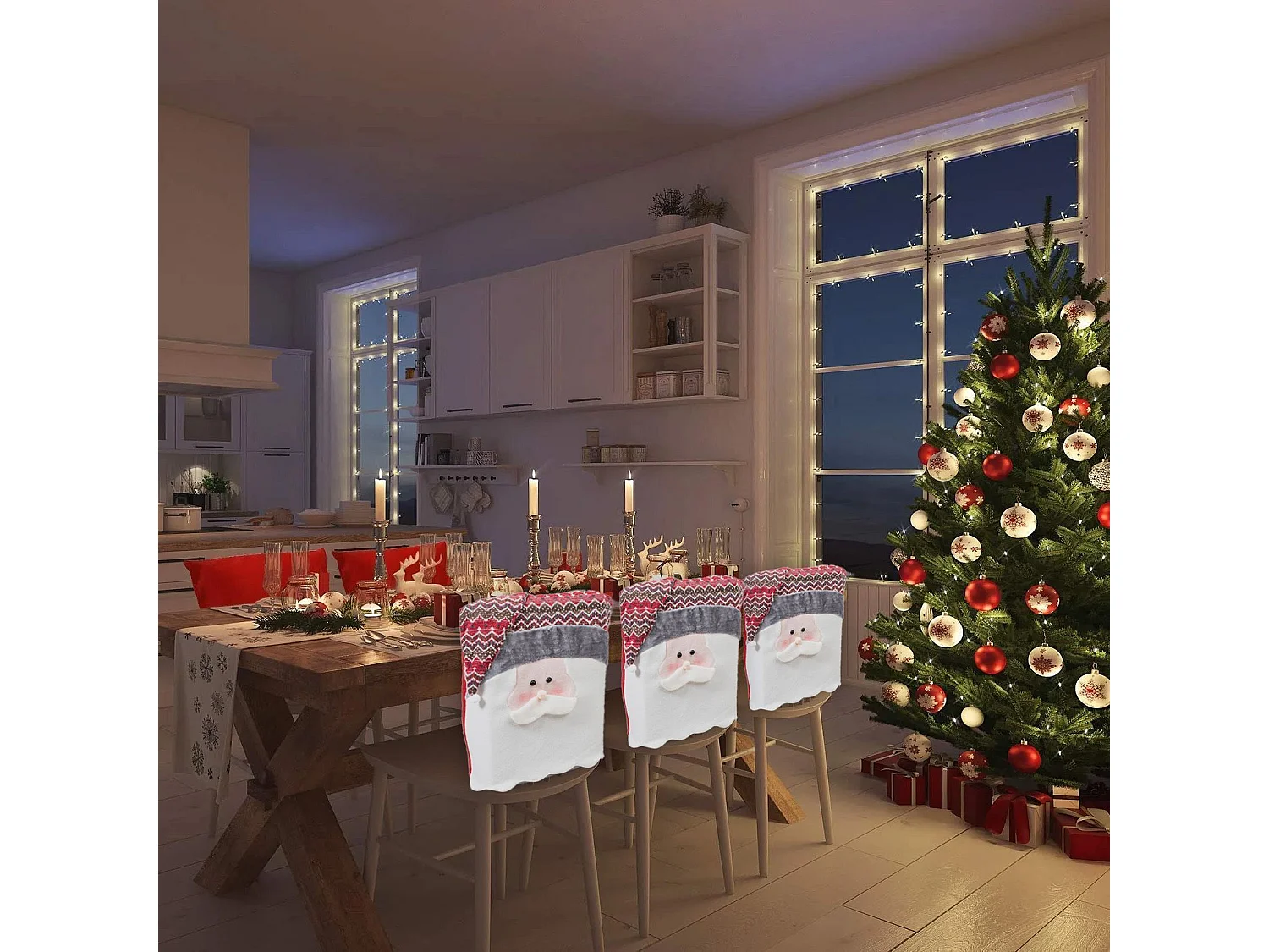 HOUSSE DE CHAISE DE NOËL YX22020 6 PCS LIGHT GREY