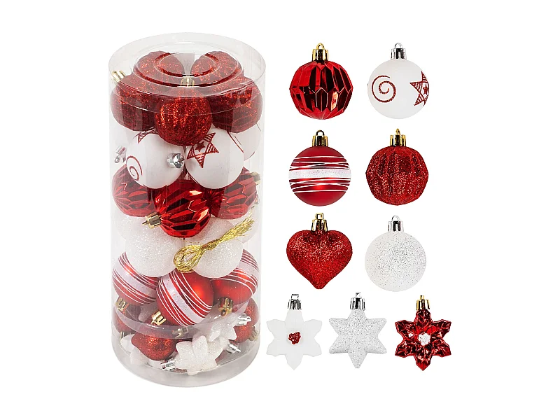 BOULES DE NOËL SYSD1688-195 41PCS ROUGE BLANC