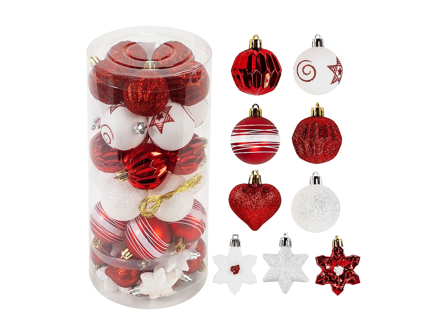 BOULES DE NOËL SYSD1688-195 41PCS ROUGE BLANC