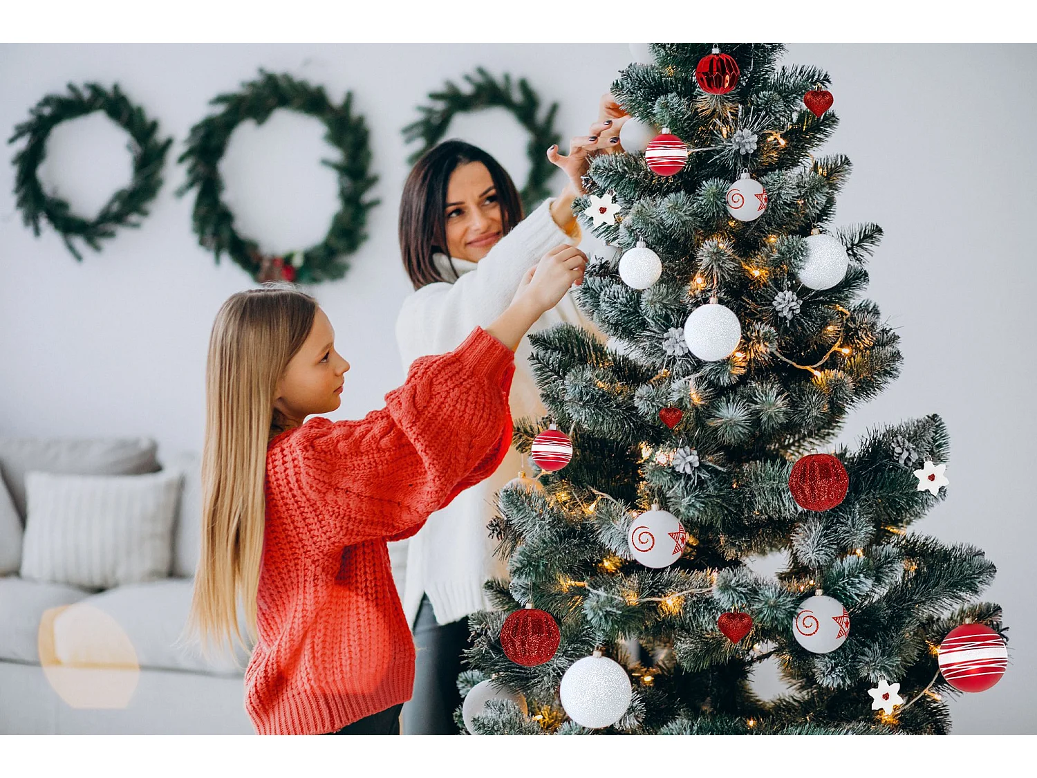 BOULES DE NOËL SYSD1688-195 41PCS ROUGE BLANC