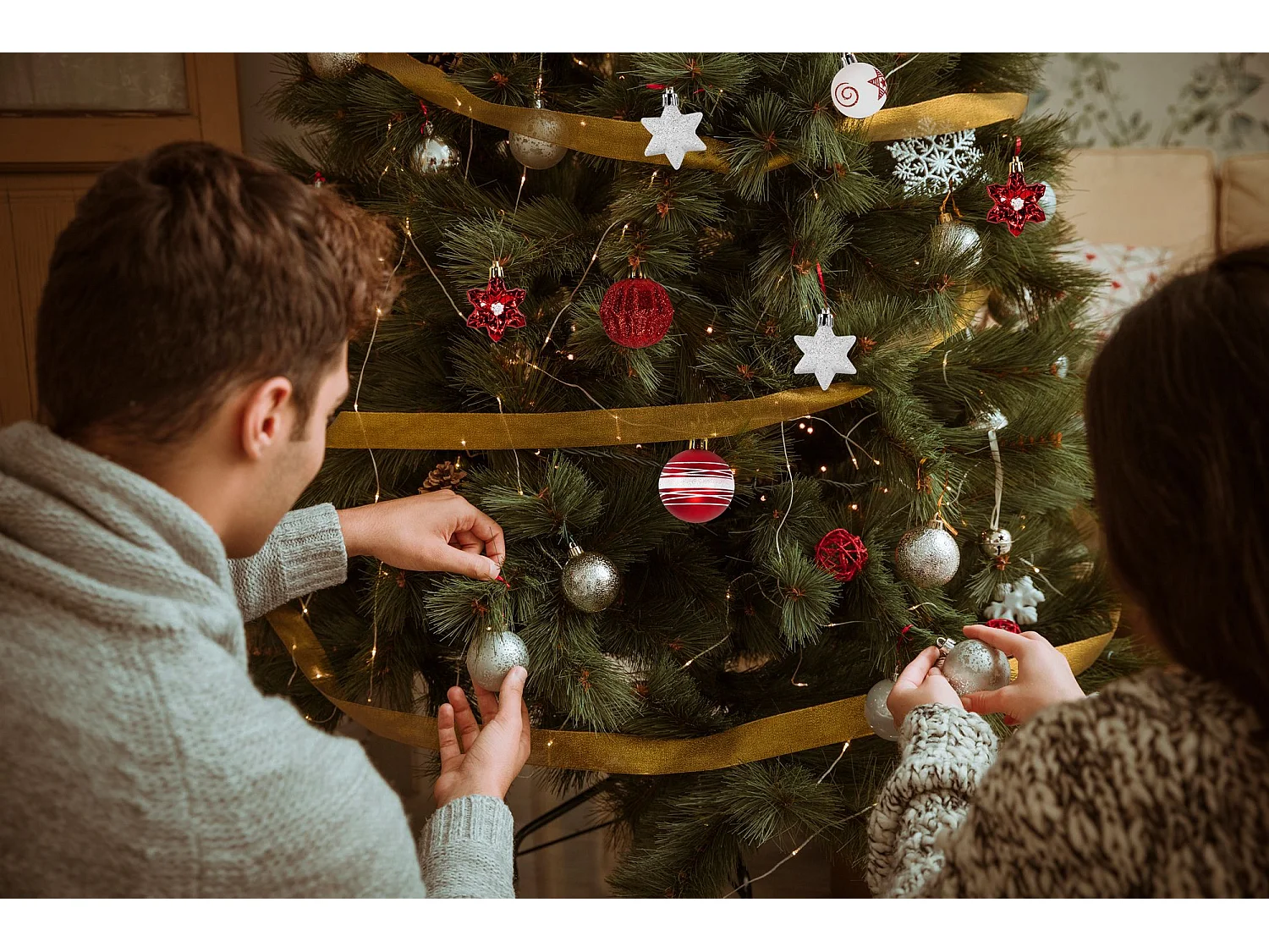 BOULES DE NOËL SYSD1688-195 41PCS ROUGE BLANC