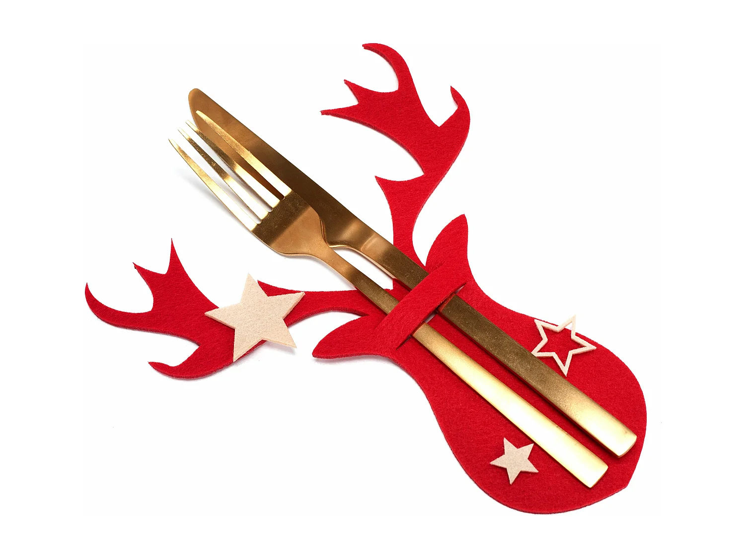 HOUSSE POUR COUVERTS DE NOËL RENNE 311377A 6PCS ROUGE