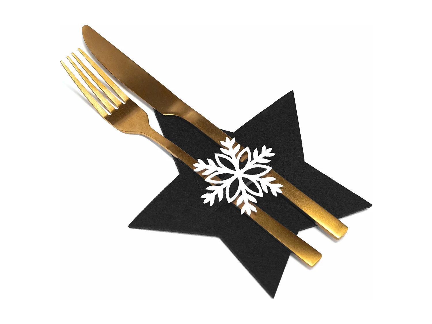 HOUSSE POUR COUVERTS DE NOËL ÉTOILE CHR-06512 6 PCS NOIR