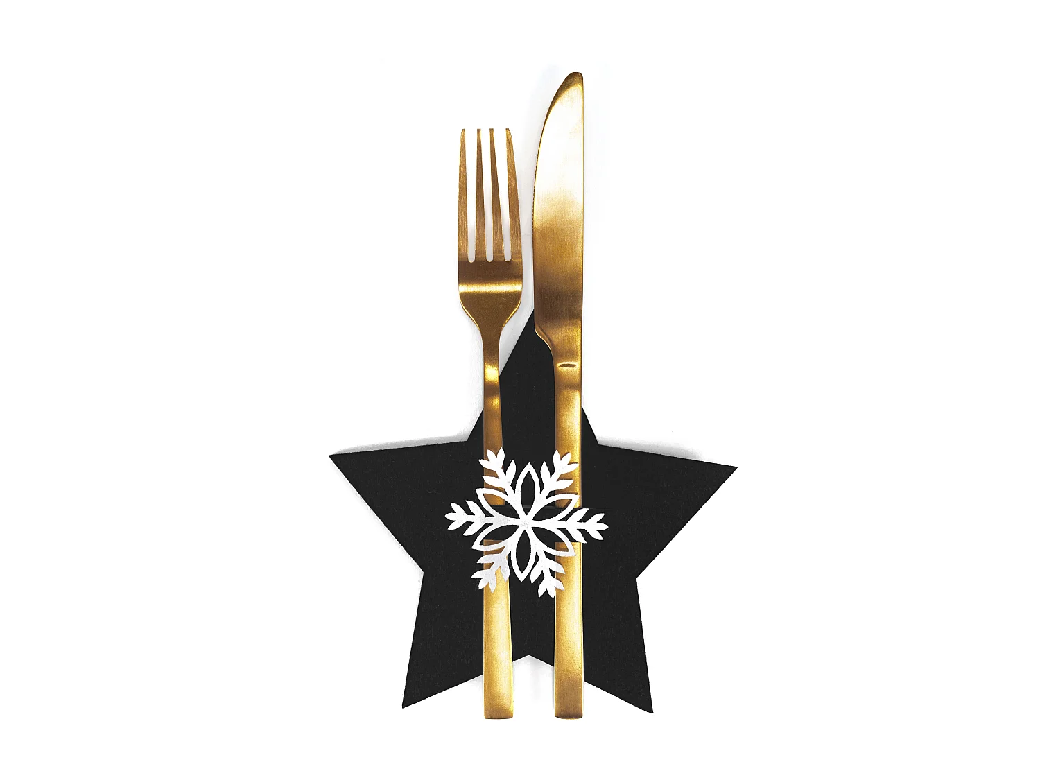 HOUSSE POUR COUVERTS DE NOËL ÉTOILE CHR-06512 6 PCS NOIR