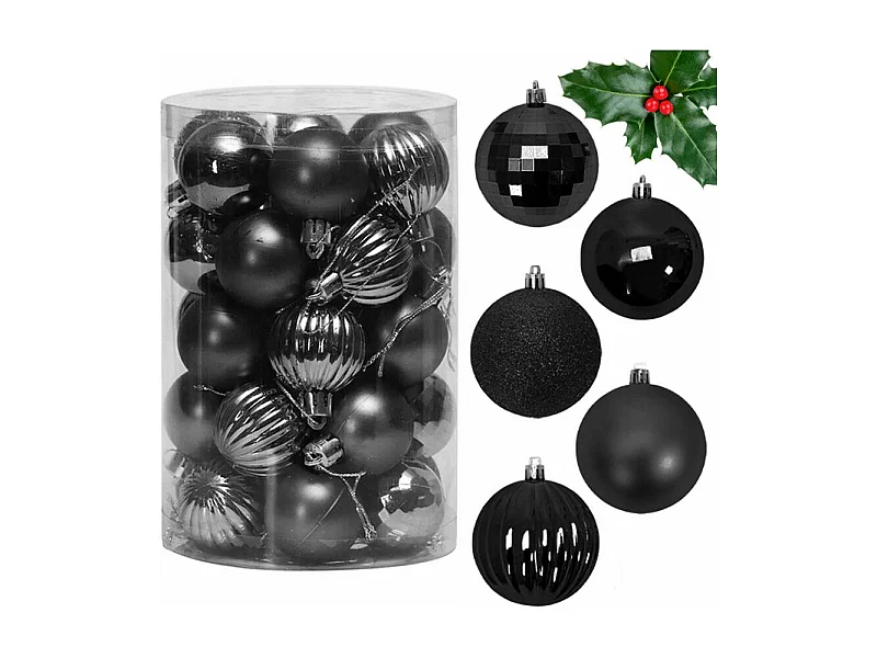 BOULES DE NOËL  SYSD1688-033 34 PCS NOIR