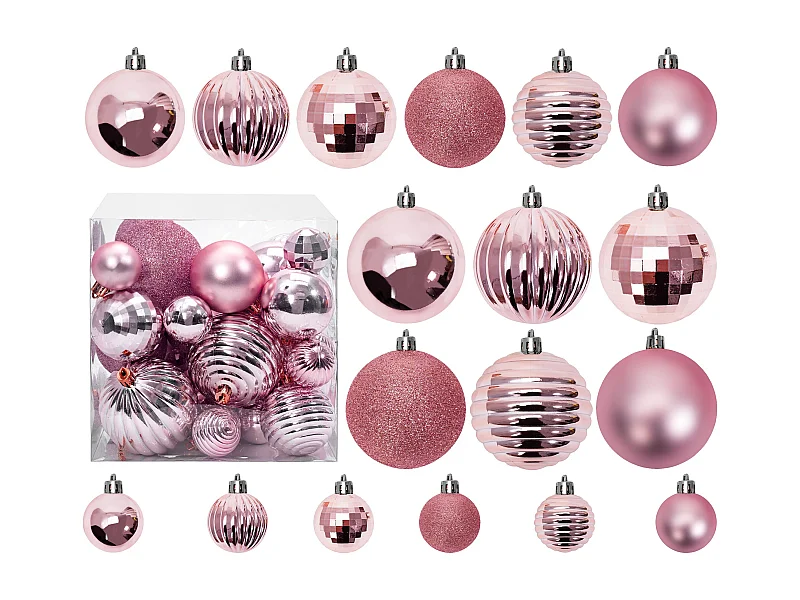 BOULES DE NOËL 311433 36PCS ROSE