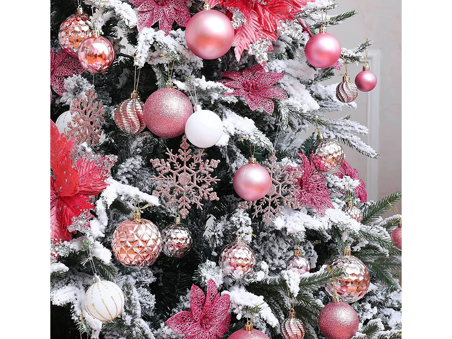 BOULES DE NOËL 311433 36PCS ROSE