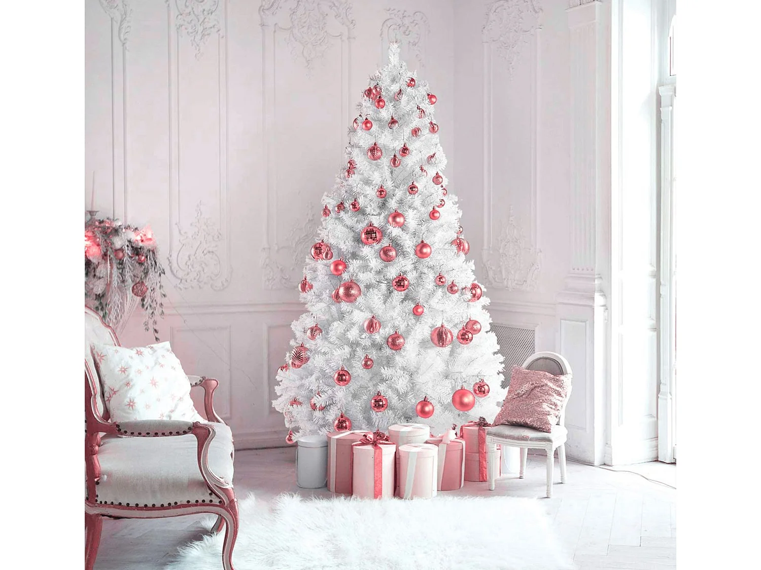 BOULES DE NOËL 311433 36PCS ROSE