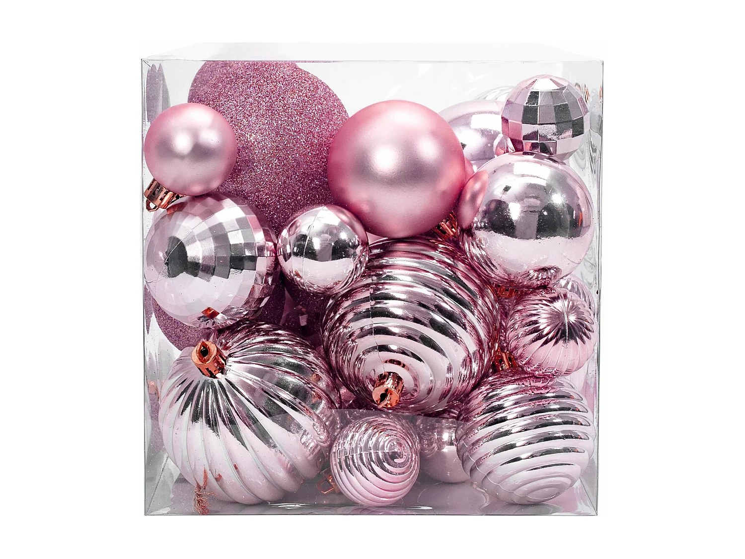 BOULES DE NOËL 311433 36PCS ROSE