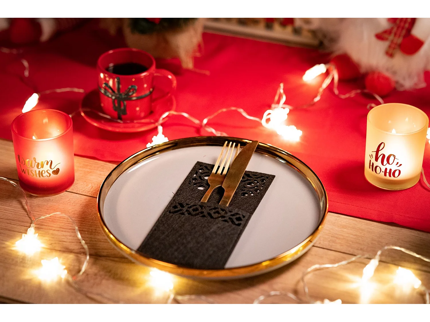 HOUSSE POUR COUVERTS DE NOËL KF357-4B X2 8 PCS NOIR