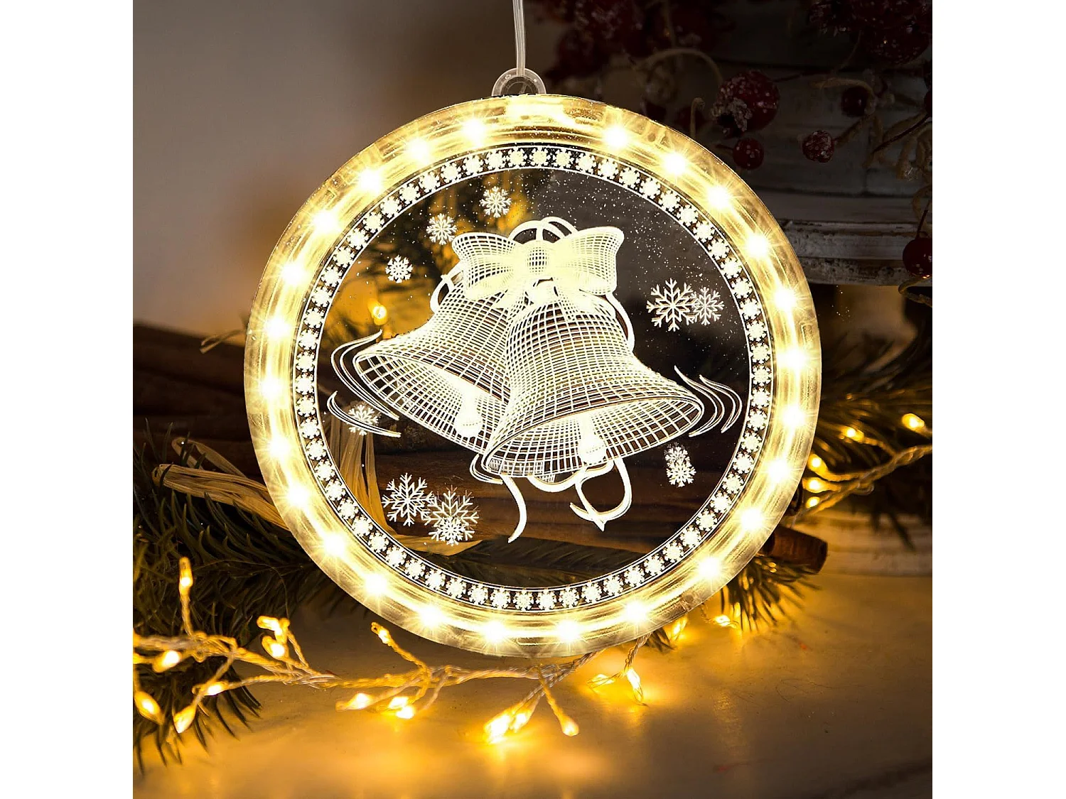 DÉCORATION DE NOËL CLOCHE LED 311382A BLANC