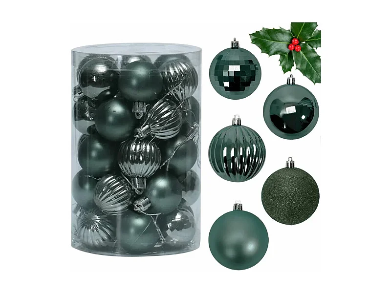 BOULES DE NOËL  SYSD1688-027 34 PCS BLUE/ VERT FONCE