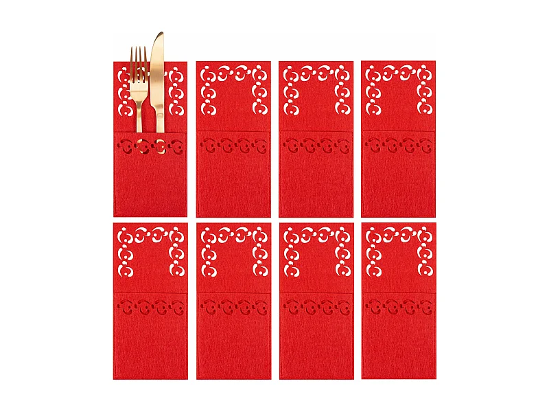 HOUSSE POUR COUVERTS DE NOËL KF357 RED 8PCS ROUGE