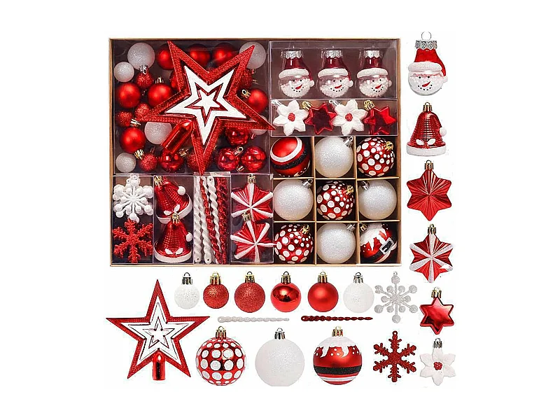 BOULES DE NOËL SYSD1688-113 78 PCS ROUGE