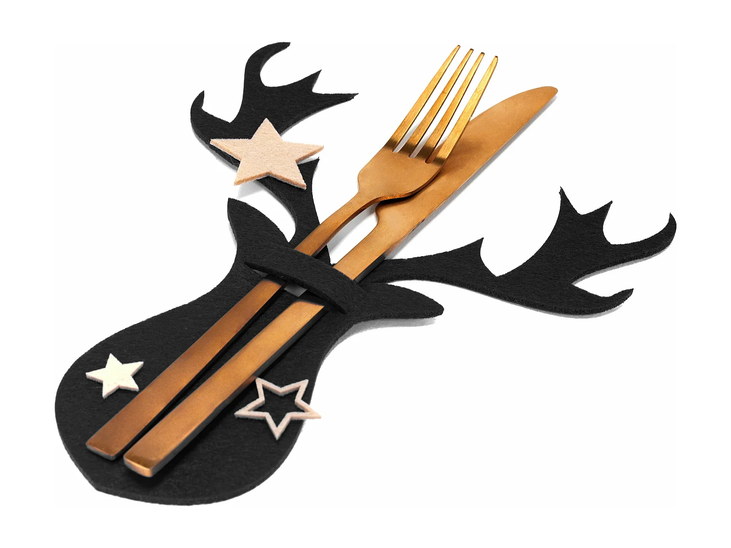 HOUSSE POUR COUVERTS DE NOËL RENNE 311377A 6 PCS NOIR