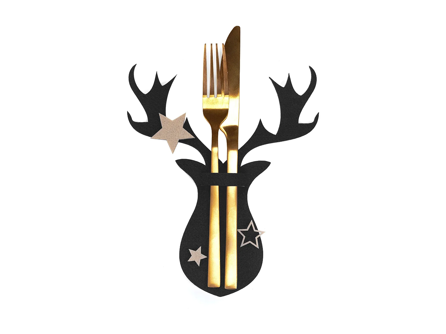 HOUSSE POUR COUVERTS DE NOËL RENNE 311377A 6 PCS NOIR