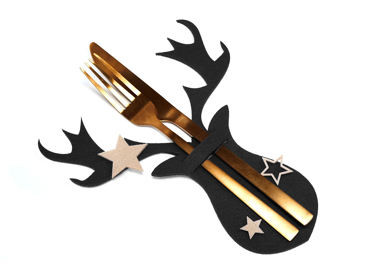 HOUSSE POUR COUVERTS DE NOËL RENNE 311377A 6 PCS NOIR