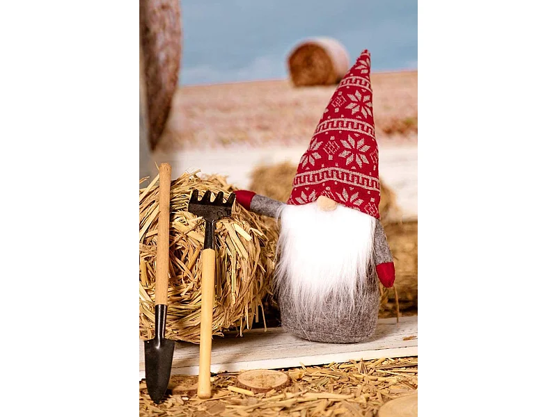 GNOME DE NOËL  YX-019 RED/GREY 40CM ROUGE