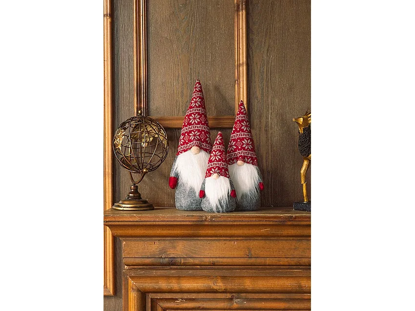 GNOME DE NOËL  YX-019 RED/GREY 40CM ROUGE