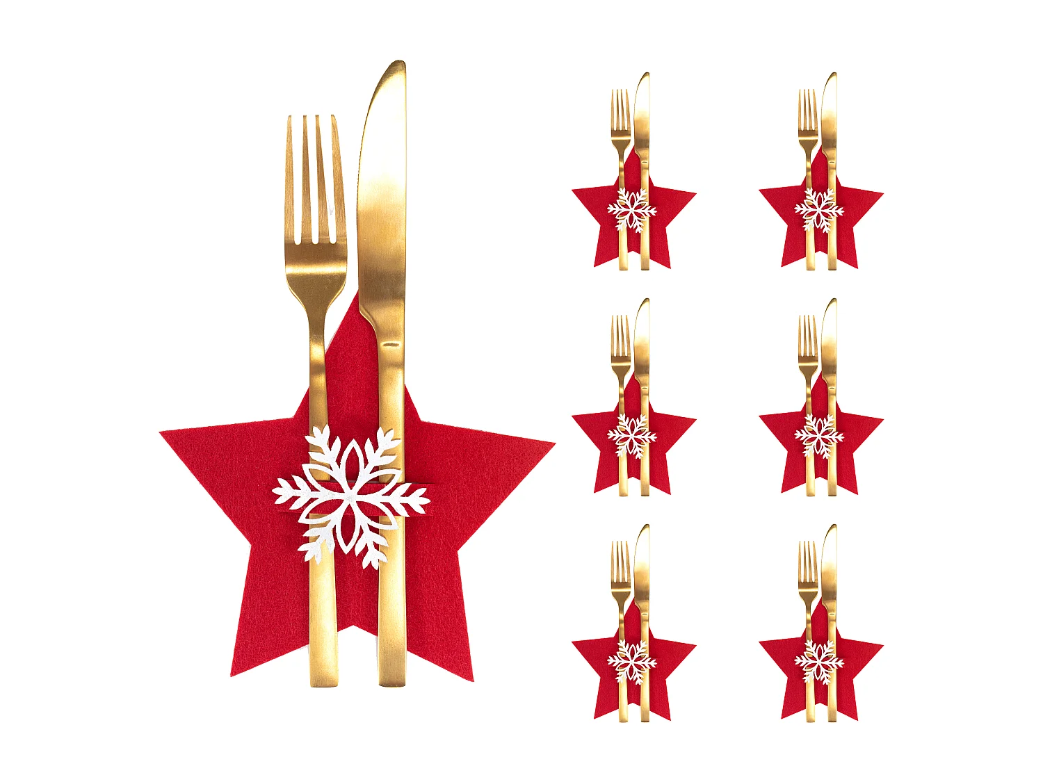HOUSSE POUR COUVERTS DE NOËL ÉTOILE CHR-06511 6 PCS ROUGE