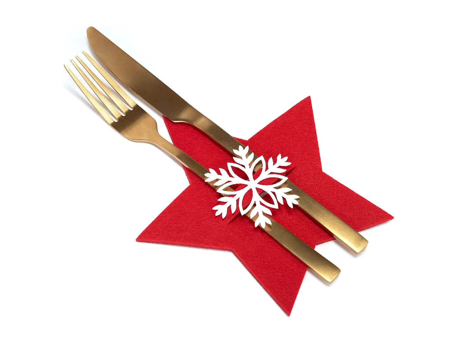 HOUSSE POUR COUVERTS DE NOËL ÉTOILE CHR-06511 6 PCS ROUGE