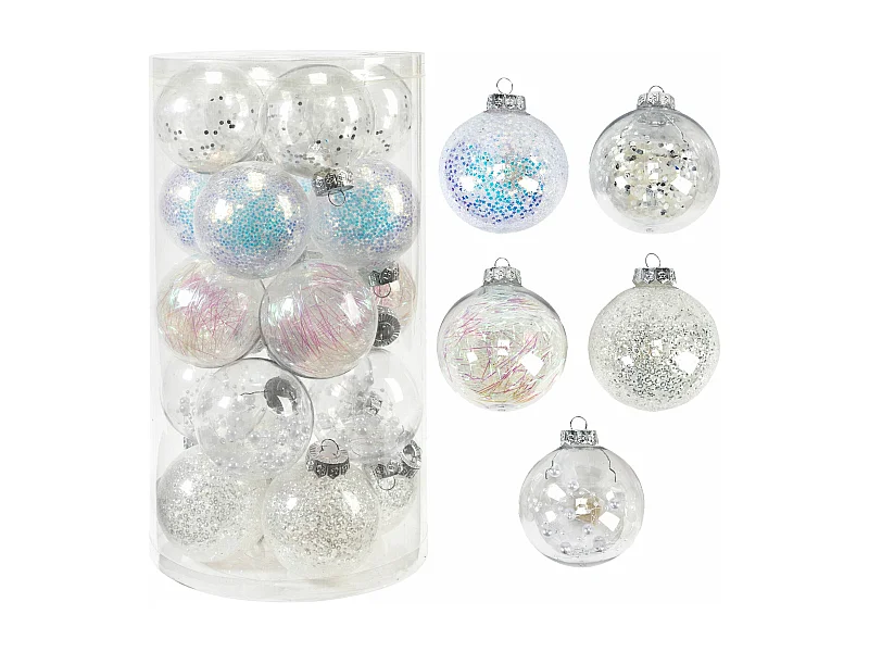 BOULES DE NOËL SYSD1688-059 20 PCS BLANC