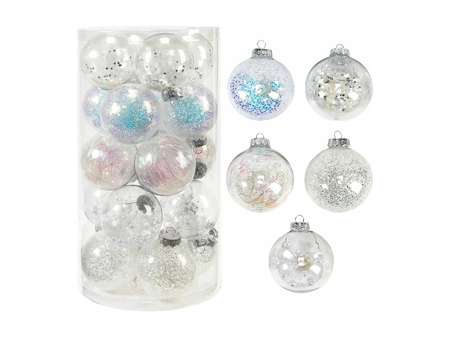 BOULES DE NOËL SYSD1688-059 20 PCS BLANC