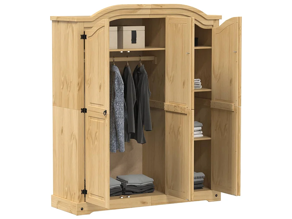 Kleiderschrank Corona 151,5x52x186 cm Massivholz Kiefer
