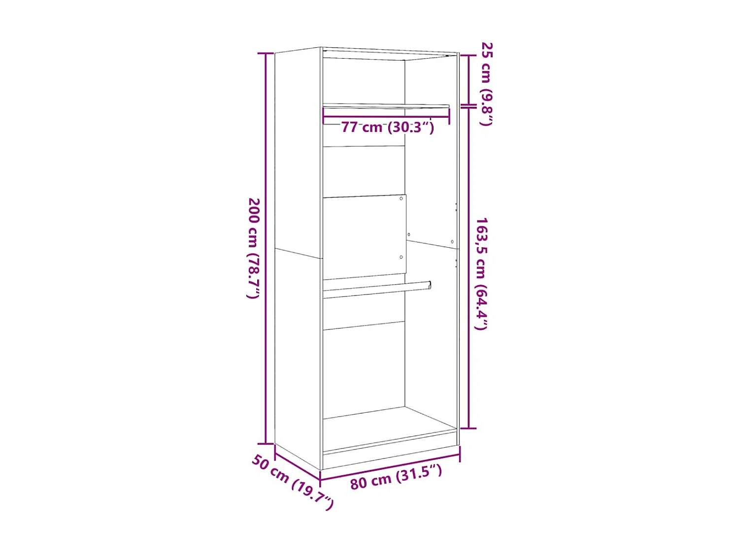 Kleiderschrank Artisan-Eiche 80x50x200 cm Holzwerkstoff
