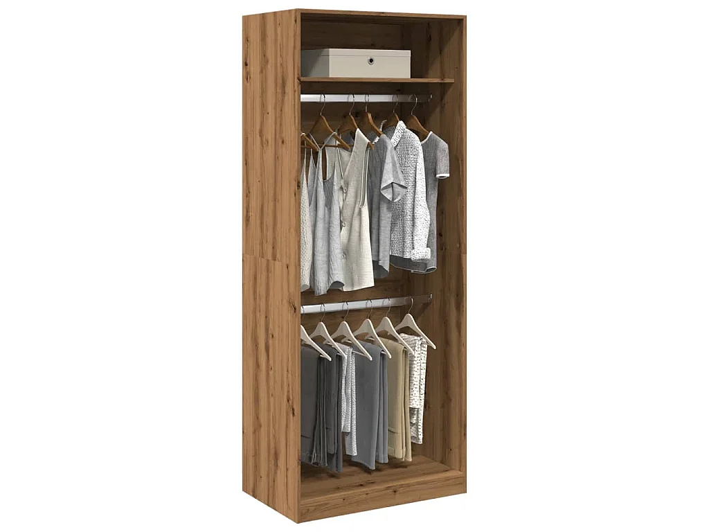 Garde-robe chêne artisanal 80x50x200 cm bois d'ingénierie