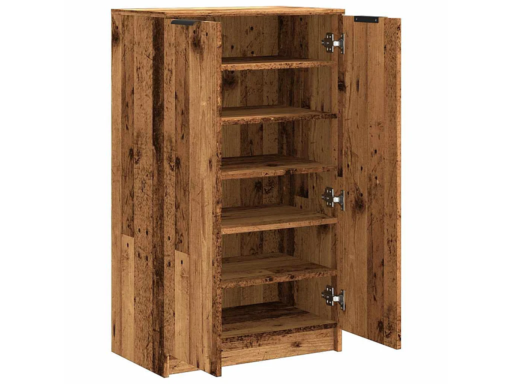 Schoenenkast 59x35x100,5 cm bewerkt hout oud houtkleurig
