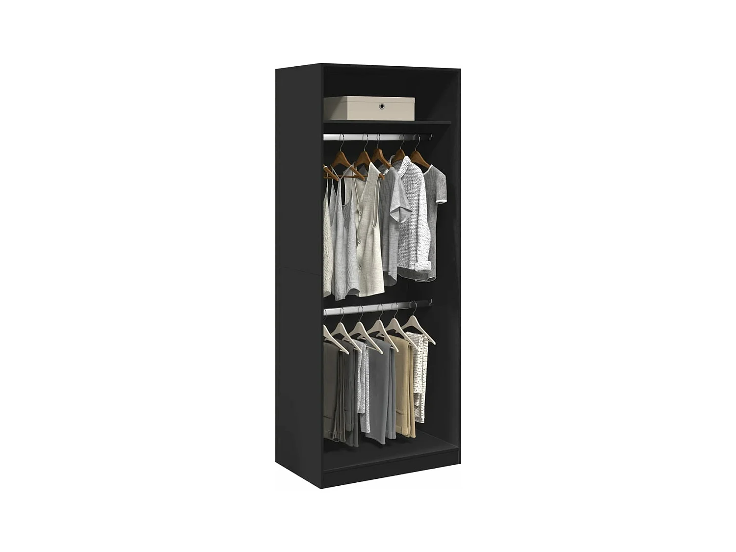 Garde-robe noir 80x50x200 cm bois d'ingénierie