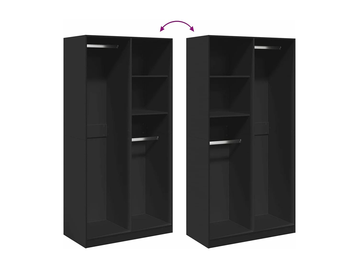 Armadio Nero 100x50x200 cm in Legno Multistrato